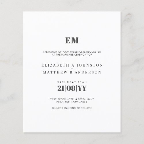 Budget Typography Black White Wedding Invites