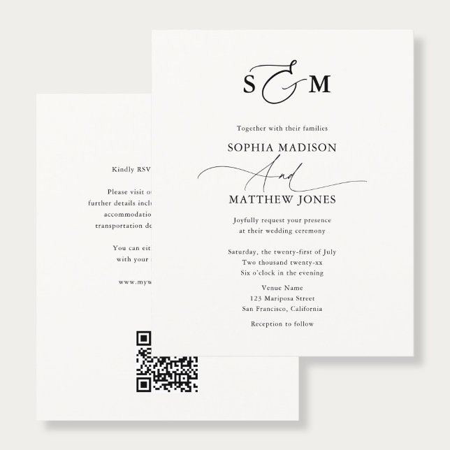Budget Typography Monogram Wedding QR Code Flyer (Creator Uploaded)