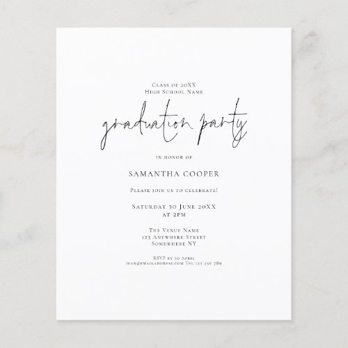 Budget Typography Photo Grad Party Invitation