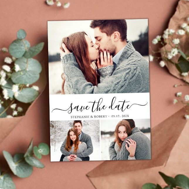 Budget Typography Photo Wedding Save The Date Card (Creator Uploaded)