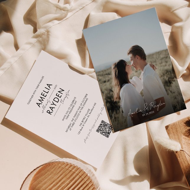 BUDGET Typography Script Photo QR Code Wedding (Creator Uploaded)