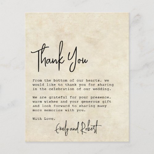 Budget Typography Wedding Thank You Photo Card