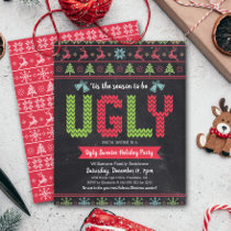 Budget Ugly Sweater Christmas Chalkboard Invite