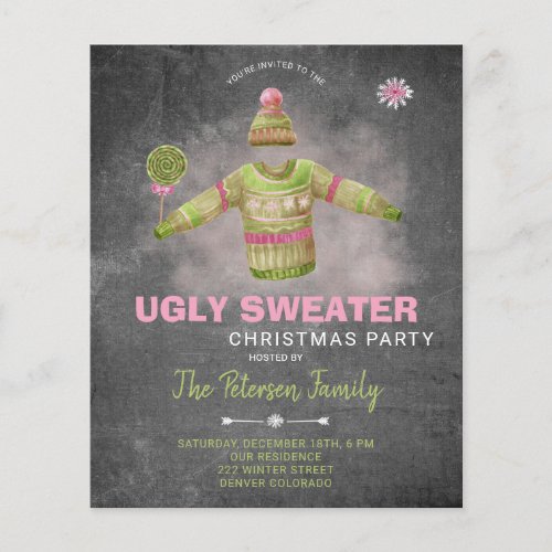 Budget ugly sweater Christmas party invitation Flyer