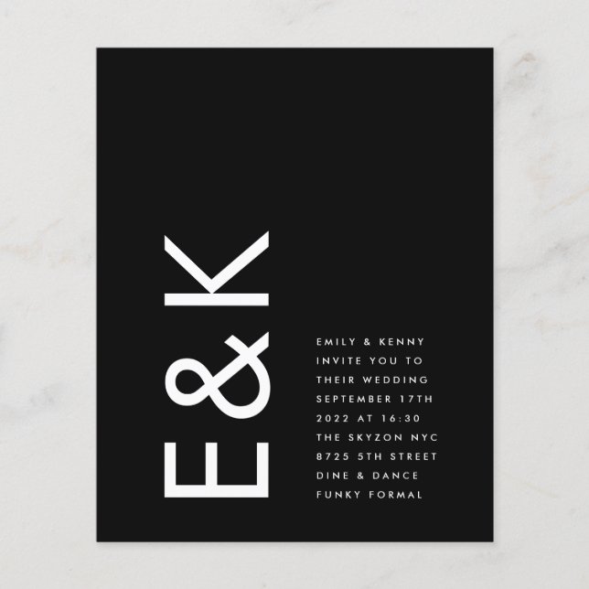 Budget Ultra Modern Bold Monogram Simple Wedding Flyer (Front)
