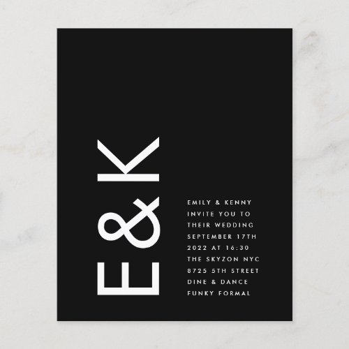 Budget Ultra Modern Bold Monogram Simple Wedding Flyer