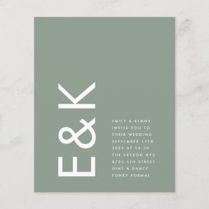Budget Ultra Modern Monogram Sage Green Wedding Flyer