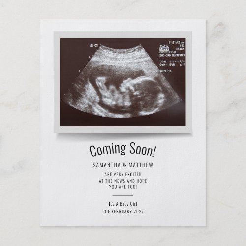 Budget Ultrasound Photo Pregnancy Announcement Flyer