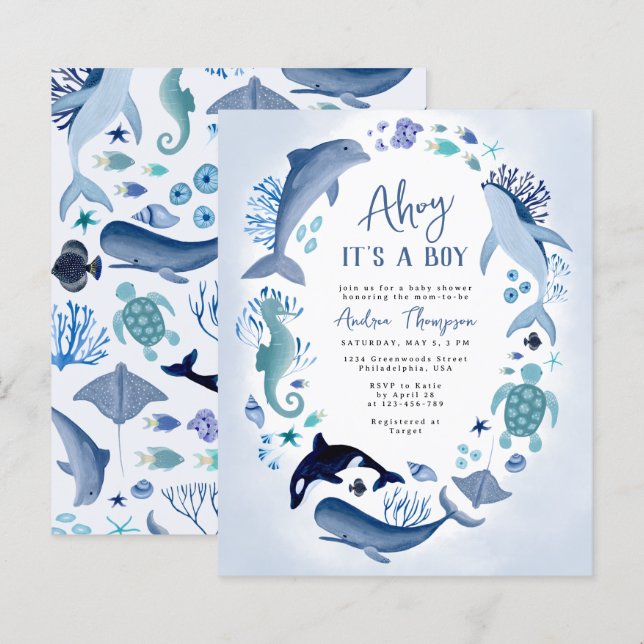 Budget Under the Sea Ahoy It's a Boy Baby Shower (Front/Back)