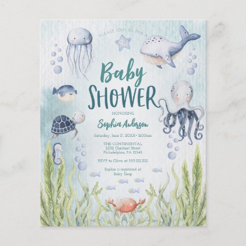 Budget Under The Sea Baby Shower Invitation Flyer