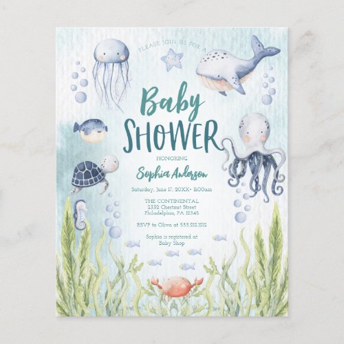 Budget Under The Sea Baby Shower Invitation Flyer