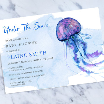 Budget Under The Sea Jellyfish Baby Shower Invite by Invitationboutique at Zazzle