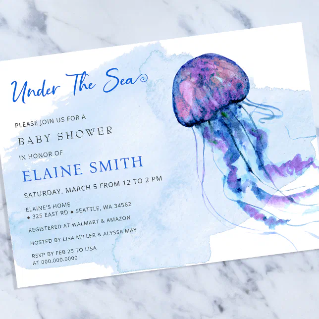 Budget Under the sea jellyfish baby shower Invite Zazzle