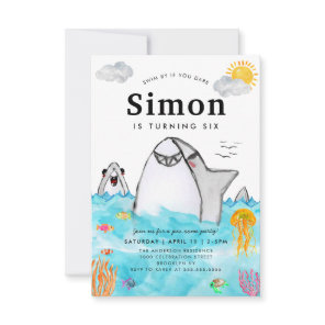 Budget Under the Sea Swimming Shark Ocean Birthday Note Card
