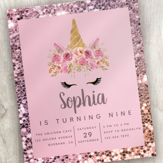 Budget Unicorn Glitter Birthday Party Invitation (Creator Uploaded)