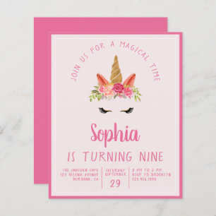 Budget Unicorn Kid's Birthday Party Invitation