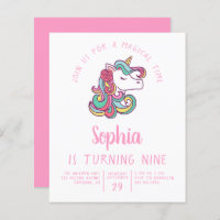 Budget Unicorn Kid's Birthday Party Invitation