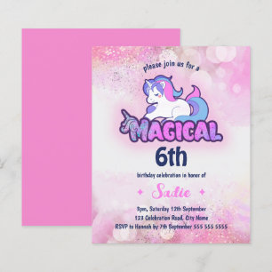 Budget Unicorn Magical Any Age 6th Birthday