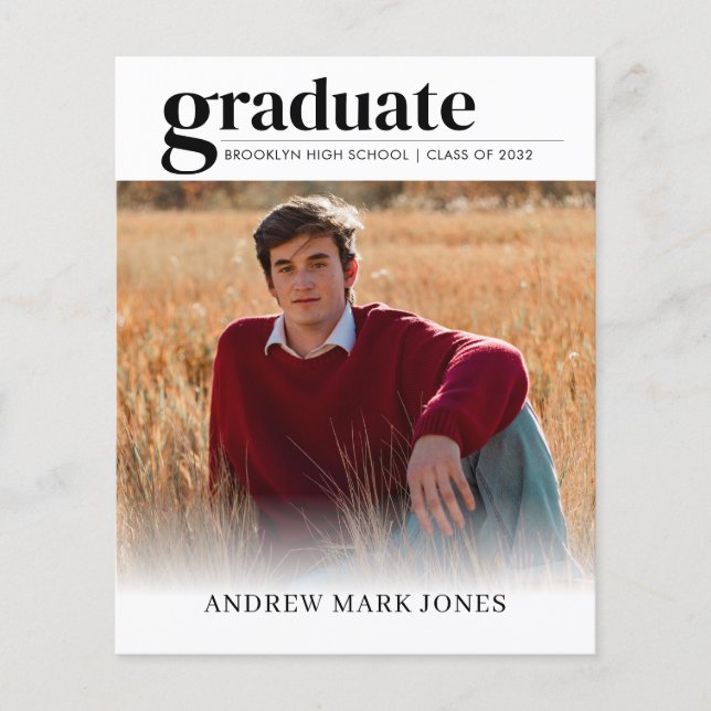 Budget Unique Grad 2 Photo Graduation Announcement (Front)