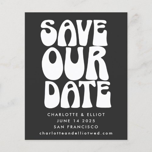 Budget Unique Groovy 70s Black White Save The Date