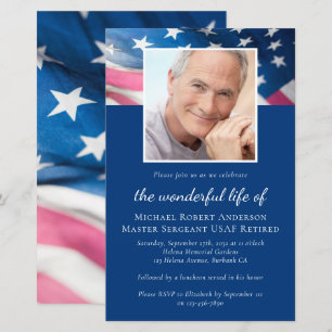Budget US Flag Veteran Memorial Service Invitation