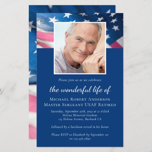 Budget US Flag Veteran Memorial Service Invitation