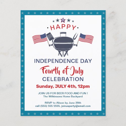 BUDGET USA Flag 4th of July BBQ Party Invitation