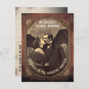 Budget Vampire Kiss Vintage Halloween Invitation