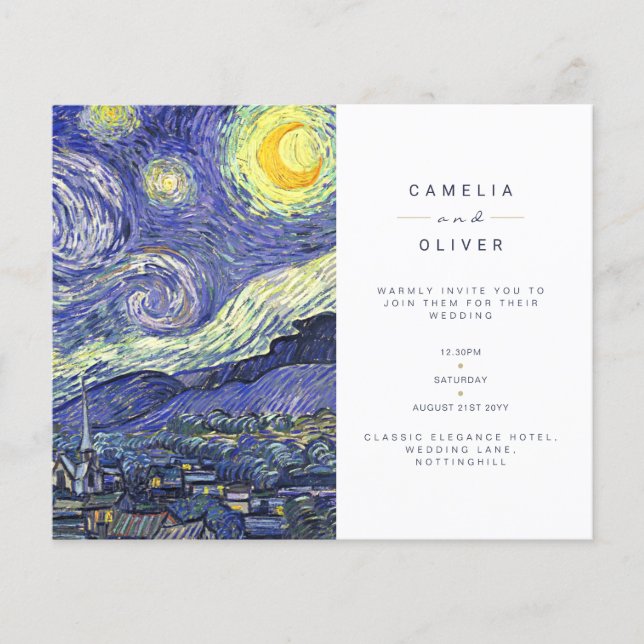 BUDGET Van Gough Starry Night Wedding Invite QR Flyer (Front)
