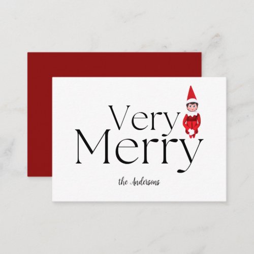 budget very merry christmas elf family holiday note card