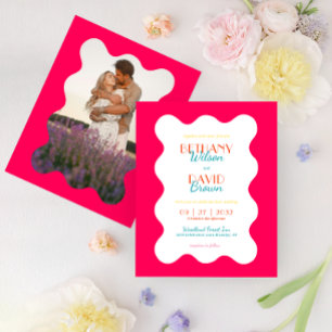 BUDGET Vibrant Magenta Teal Wave Photo Wedding