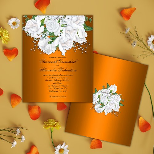 Budget Vibrant Orange White Bridal Roses Wedding Flyer