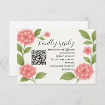 Budget Vibrant Pink QR Code RSVP Card