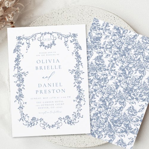 Budget Victorian Monogram French Blue Wedding
