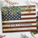 Budget Vintage American Flag Patriotic Christmas  Postcard<br><div class="desc">Send Merry Christmas greetings to friends and family with this unique USA American Flag Christmas Card - USA American flag design vintage red white blue design with holly and berries. Personalize with message and family name. This patriotic Christmas card is perfect for military families, veterans, patriotic family and veteran service...</div>