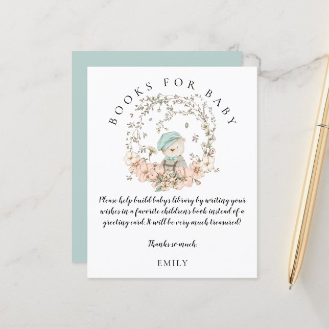Budget Vintage Bear Foliage Books Baby Boy Shower  (Front/Back In Situ)