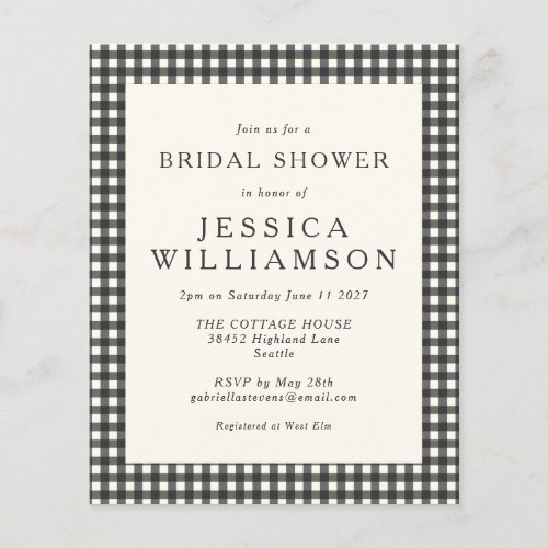 Budget Vintage Black White Plaid Bridal Shower 