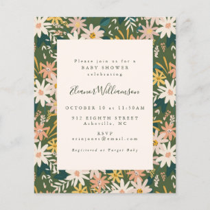 Budget Vintage Boho Floral Peach Green Baby Shower