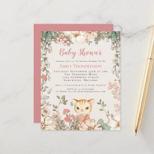 Budget Vintage Cat Girl Baby Shower Invite
