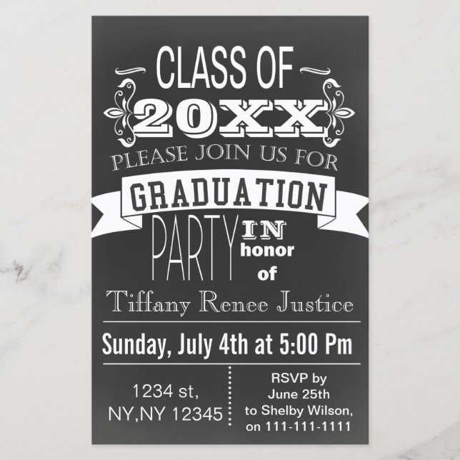 Budget Vintage Chalk Graduation party Invitation (Front)