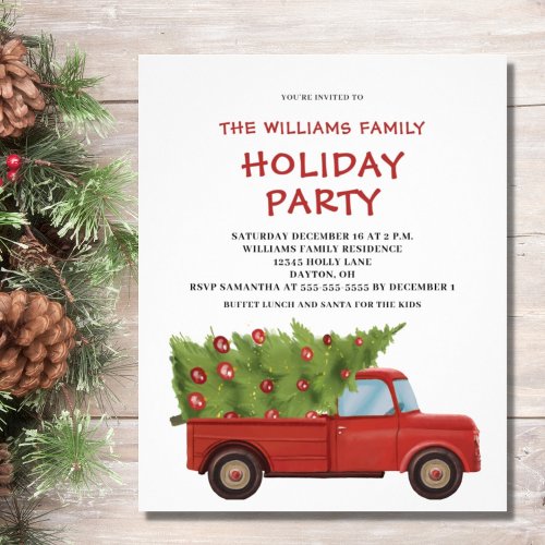 Budget Vintage Christmas Red Truck Invitation  Flyer