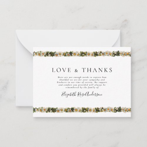 BUDGET Vintage Daisy Chain Funeral Thank You Note Card