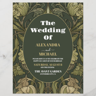 Budget Vintage Floral Art Nouveau Wedding Flyer