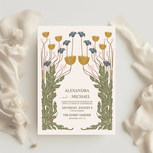 Budget Vintage Floral Art Nouveau Wedding Flyer