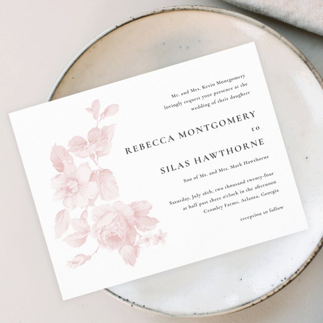 Budget Vintage Floral Wedding Invitation (Budget elegant floral wedding invitation.)