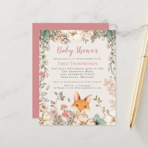 Budget Vintage Fox Girl Baby Shower Invite