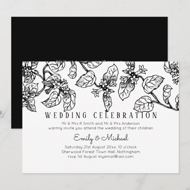 BUDGET Vintage Garden Leafy Classic Wedding Invit Invitation (Front/Back)
