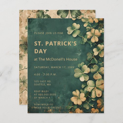 Budget Vintage Green St Patricks Day Invitation
