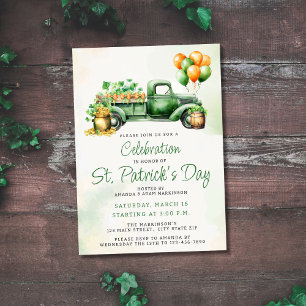 Budget Vintage Green Truck St. Patricks Day Party Invitation