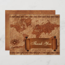 Budget Vintage Map Wedding Thank You Cards